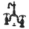 Kingston Brass Bridge Bathroom Faucet with Brass PopUp, Matte Black KS7970TX - alternate 1